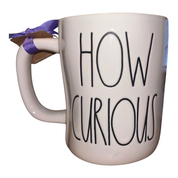Rae Dunn Disney Cheshire Cat “How Curious” Alice In Wonderland Double-Sided Mug - Picture 2 of 4